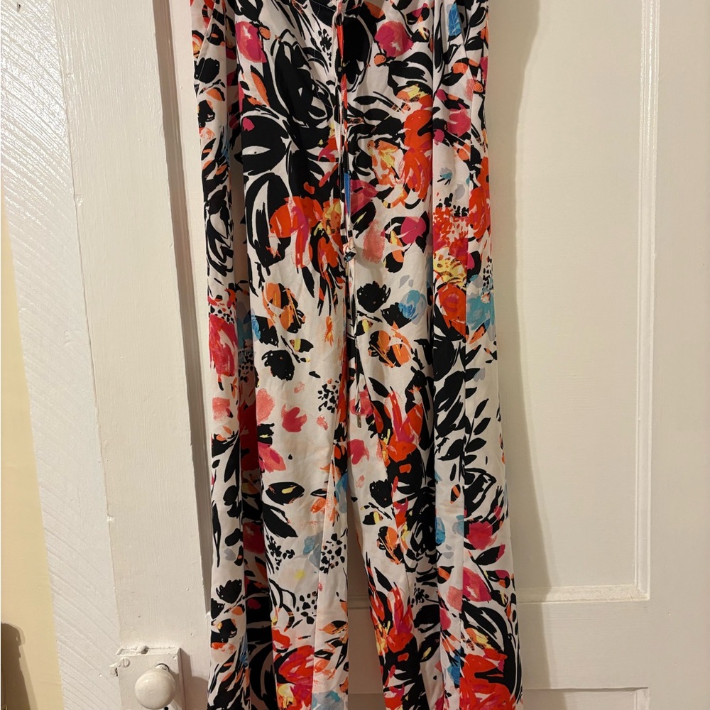 Wide-Leg Swim Coverup Pants with Bright Floral Print